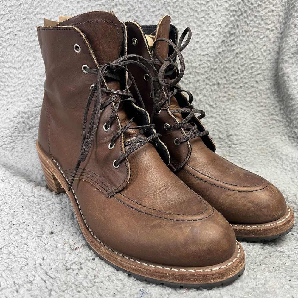 Red Wing Shoes Heritage Brown Leather Lace Up Ankle Boots Stacked Heel 3406 9.5B